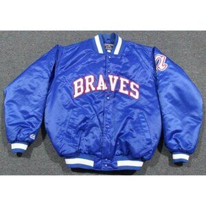 Vintage Atlanta Braves Satin Bomber Jacket Majestic Cooperstown Collection XL